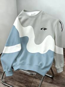 Daypath Men's Color Block Contrast Crew Neck Pullover Sweatshirt, Suitable For Daily Casual Wear, Essential For Autumn/Winter Outfits - Multicolor - View 1