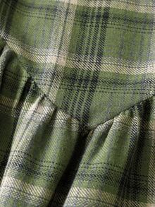 Sweetra Plus Size Elegant Lace Patchwork Waist-Cinching Plaid Dress Fall - Multicolor - View 6