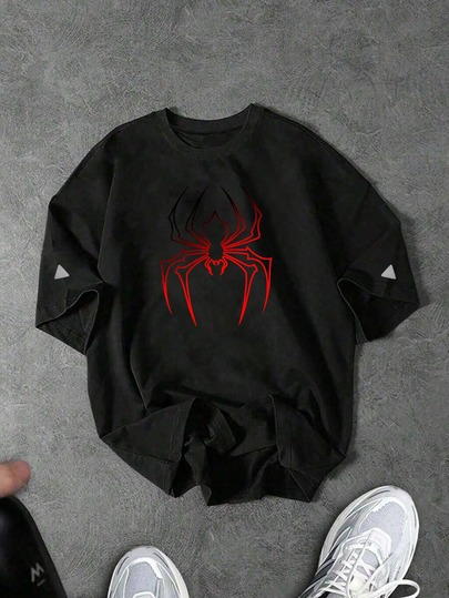 Gym Rark Camiseta de manga corta con estampado de araña para fitness y deportes diarios para hombres