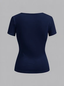 SHEIN EZwear 女款純色V領短袖休閒百搭T恤（3件組） - 彩色 - 查看 5