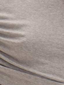 MUSEYN Grey Marl Jersey Overlay Ruched Long Sleeve Top Versatile Everyday Date Night Chic New Season Fall - Grey - View 6