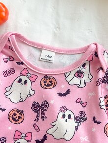 新生女嬰可愛卡通圖案長袖家居服套裝 - 粉色 - 查看 4