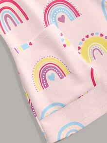 PopScrub Fun Cartoon Pink Rainbow Cute Women's Scrub Uniform Top - Multicolor - View 4