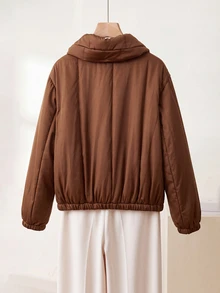 Rusticease Women's Solid Color Double-Breasted Long Sleeve Casual Winter Coat - Brown - View 2