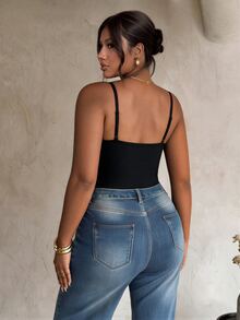 Firerie Plus Size Women's Lace Patchwork Sexy Versatile Camisole Camisole - Black - View 2