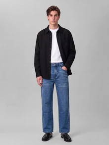 Colvenic Mid-Waist Straight Leg Wide Leg Denim Jeans Men's Retro Blue Long Pants Casual Versatile Style - Blue - View 5
