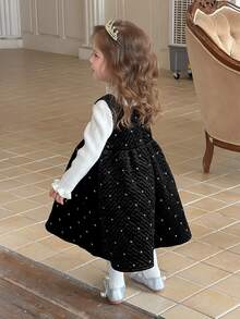 DAZY Baby Girl Square Neck Sleeveless Party Dress - Black - View 2