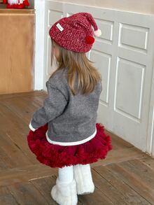 DAZY Christmas Machine Embroidered Cute Comfortable Baby Girl Sweater - Grey - View 2