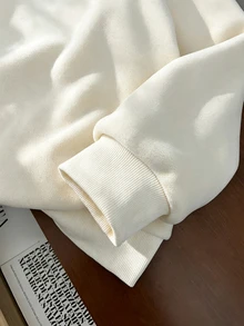 INAWLY Women's Raglan Long Sleeve Minimalist Casual Double-Sided Fleece Sweatshirt - White - View 8