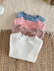 LMoss Kids Young Girl 4件組女童長版針織休閒T恤套裝，秋季女童服飾，適合休閒穿著與街頭風格 - 彩色 - 查看 3