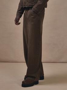 Musero Barrel Leg Pannelled Denim Jean Utility Belt Detail Co Ord Jeans Only Autum Winter Essentials - Brown - View 3