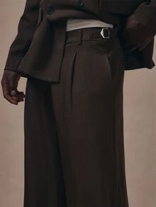 Musero Barrel Leg Tailored Trousers Waistaband With Belt Loops Co Ord Trousers Only Autum Winter Essentials - Black - View 5