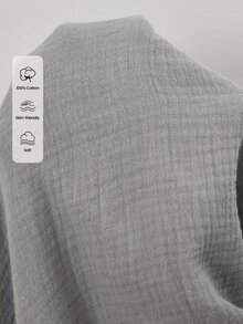 Doze Lane Autumn/Winter All Cotton Solid Color Embroidered Letter Pattern Patch Pocket Turn-Down Collar Front Button Long Sleeve Long Pants Women Plus Size Pajama Set - Grey - View 7