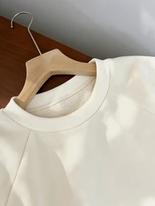 INAWLY Women's Raglan Long Sleeve Minimalist Casual Double-Sided Fleece Sweatshirt - White - View 4