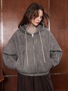 Anewsta Women's Colorblock Reversible Hooded Jacket - Grey - View 3