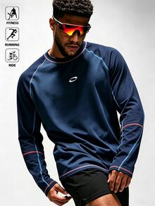 Acti Log Men's Colorblock Casual Daily Travel Sports Long Sleeve T-Shirt - Multicolor - View 1