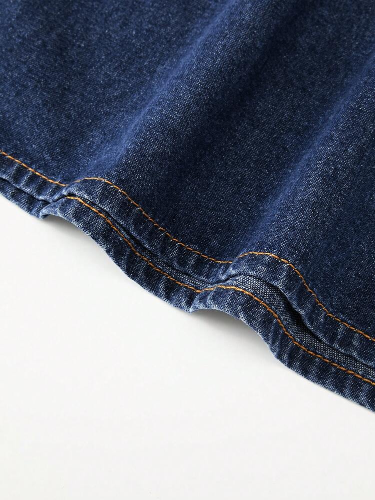 SHEIN Essnce Women's Casual Daily Wear Summer Spaghetti Strap Denim Dress - Dark Wash - View 4