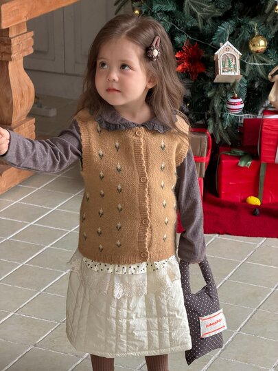 DAZY Infant/Toddler (Girl) Colorblock Korean Style Casual Layered Sweater, Autumn/Winter