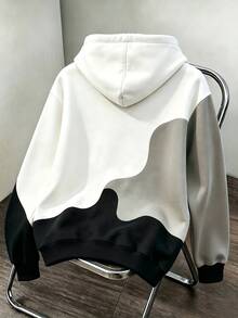 Daypath Men's Letter Pattern Colorblock Casual Everyday Hoodie - Grey - View 2