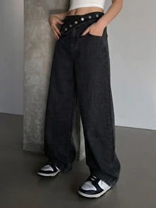 DAZY 女款休閒百搭日常穿著牛仔褲 - 黑色 - 查看 6