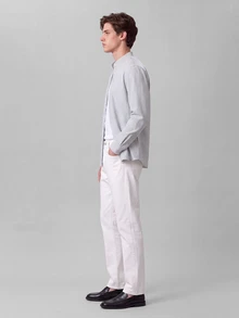 Colvenic Áo sơ mi nam kẻ sọc phong cách thường ngày đa năng mặc hằng ngày - Màu xanh lam - Xem 4