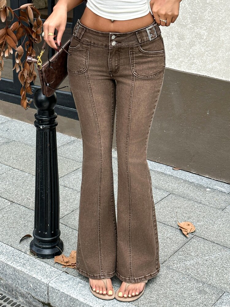 Rivivi Women's Casual Daily Wear Denim Jeans With Pockets - Brown - View 5