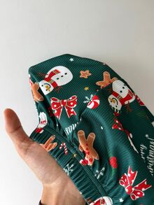 ZzzCrew Christmas Element All-Over Print Ribbed Knit Cami Top & Shorts Women's Pajama Set - Dark Green - View 7
