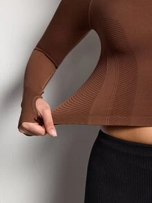 Easithlete Easithlete Women's Minimalist Zipper Long Sleeve Sports Jacket For Outdoor - Brown - View 5