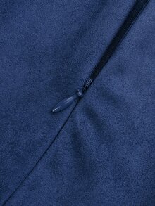 Sweetra 大尺碼春夏/秋冬復古麂皮絨 A 字裙，彈性腰頭與不對稱下擺 - 寶藍色 - 查看 5