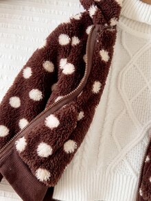 SHEIN LMoss Kids Baby Girl Casual Solid Color Cute Heart Pattern Fuzzy Hooded Winter Jacket - Multicolor - View 4