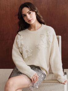 Anewsta 2026 New Design Heavy-Duty 3D Floral Elegant Sweater - Apricot - View 6