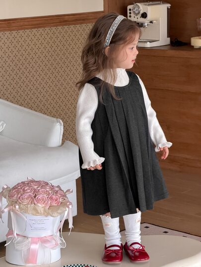 DAZY Infant/Toddler (Girl) Solid Color Casual Pleated Dress
