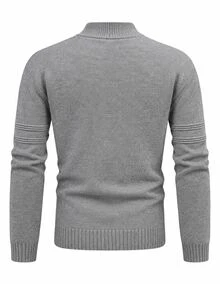 Manfinity CasualKnits 男士純色休閒百搭日常穿著長袖針織衫 - 灰色 - 查看 2