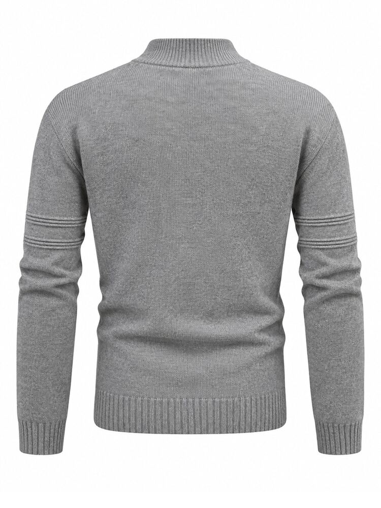 Manfinity CasualKnits Men's Solid Color Casual Versatile Daily Wear Long Sleeve Sweater - Grey - View 2