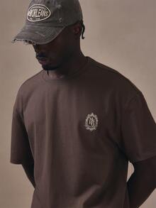 Musero Oversized Drop Shoulder Tshirt " Ice Cold" Graphic Print Autum Winter Essentials - Brown - View 5