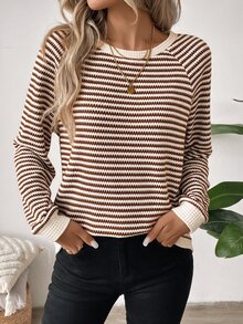 SHEIN LUNE 休閒女款秋冬條紋長袖運動衫 - 彩色 - 查看 4