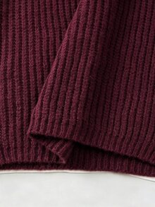 SHEIN Waterfall Collar Drop Shoulder Cardigan - Burgundy - View 6