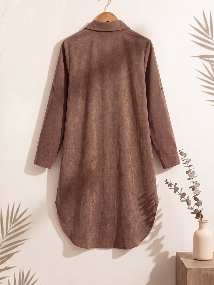 Rusticease Women's Solid Color Casual Daily Summer Midi Dress - Brown - View 2