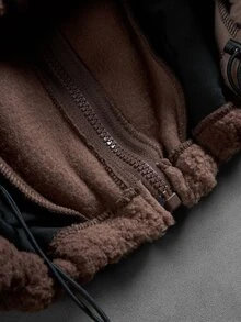 PAVTROS Jaket Berkerudung Bordir Patchwork Blok Warna untuk Pria - Coklat - View 6