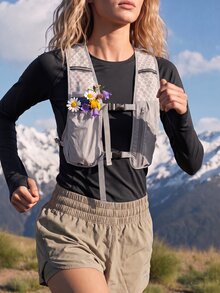 WanderVale Women's Geometric Pattern Zipper Design Outdoor Vest - Light Grey - View 3