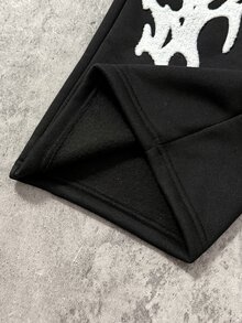 SHEIN Coolqubz 秋季男童青少年時尚高街寬鬆寬腿針織長褲，舒適面料，百搭配色，適合校園與日常穿著，秋冬款 - 黑色 - 查看 9