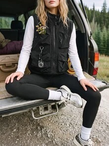 WanderVale Women's Solid Color Casual Versatile Daily Outdoor Vest - Black - View 5