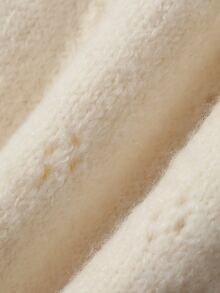 DAZY Cardigan Rajut Kancing Tunggal untuk Bayi Perempuan dengan Hiasan Rumbai, Leher Bulat, Lengan Panjang, dan Renda Kontras - Krem - View 10