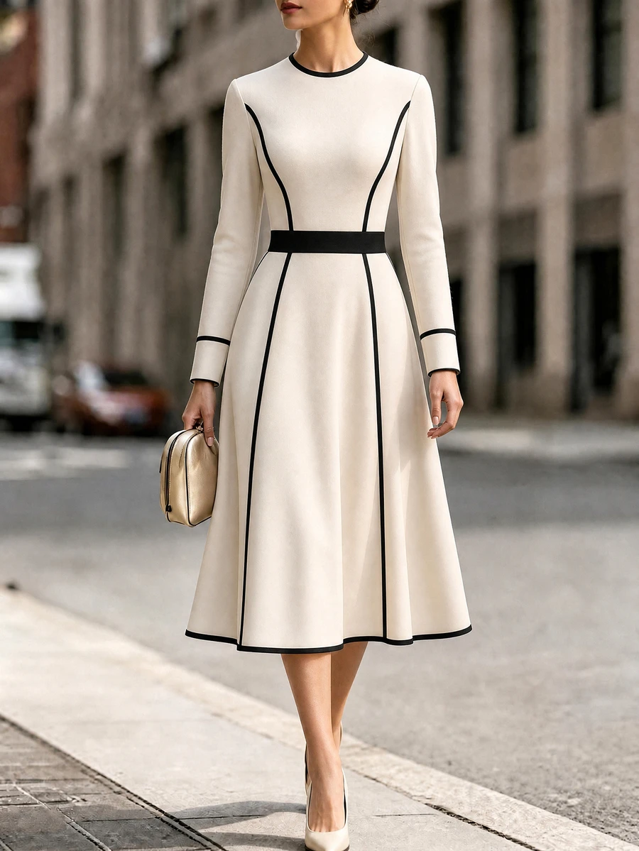 Balvessa Fall Clothes FOR WomenWomen Midi Dresses - Multicolor - View 1