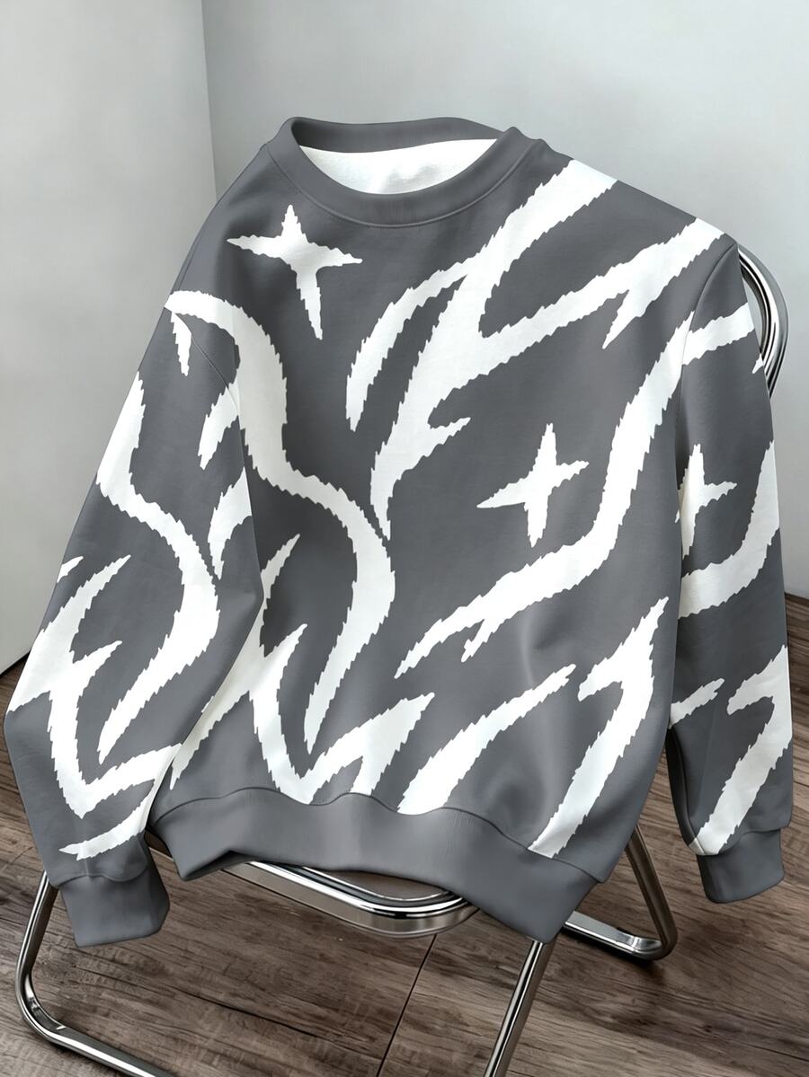 Daypath Men's Regular Fit Crew Neck Pullover Sweatshirt With Thermal Lining, Suitable For Daily Casual Wear, Friends Gathering, Can Be Worn Alone Or Layered, Essential For Autumn/Winter - White - View 1