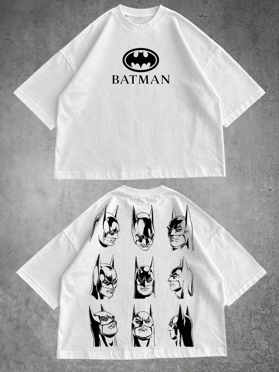 BATMAN X SHEIN Manfinity EMRG 男士街頭風休閒寬鬆版型T恤 - 彩色 - 查看 1
