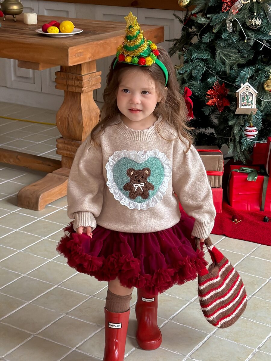 DAZY Infant/Toddler (Girl) Round Neck Cartoon Casual Long Sleeve Autumn/Winter Sweater - Apricot - View 1