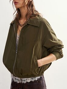 Bohemela Women's Casual Zip-Up Long Sleeve Jacket, Versatile For Everyday Wear - Army Green - View 7
