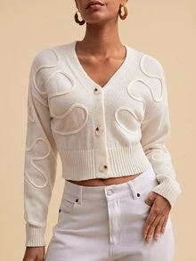 Travachic Women's Long Sleeve Single-Breasted Fashion Elegant Romantic Cardigan , White,Versatile Outerwear, Suitable For Commuting, Daily, Casual, Outing - Blue - View 5