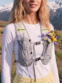 WanderVale Buckle Honeycomb Breathable Mesh Outdoor Vest Jacket - Grey - View 6